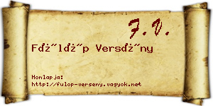 Fülöp Versény névjegykártya